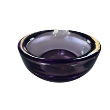 MCM Amethyst Art Glass Ashtray Bowl Viking Style Heavy Sculptural Purple Retro picture