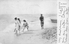 Michillinda Michigan 'On the Beach' Kids Playing on Beach Shore MI 1907 Postcard picture