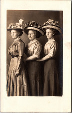 Postcard Real Photo RPPC Ladies Wearing Large Hats picture