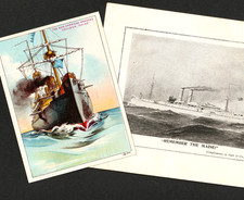 Remember the Maine ©1889 Ship Star Windmill Hale California Store 2x Trade Cards picture