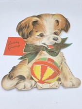 Vintage 1945 Hallmark Puppy Dog Birthday Card Large Die Cut Stand Up 25 B 151-2 picture
