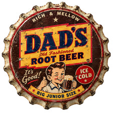 Vintage 11.75 circle Dad's old fashion Root Beer cap picture