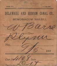 1889 Delaware and Hudson Canal Co Way-Bill Invoice Ticket Coal Railway  *A2a picture