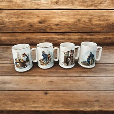 4 Vtg NORMAN ROCKWELL CERAMIC MUGS Seafarers Collection LONG JOHN SILVERS NlB picture