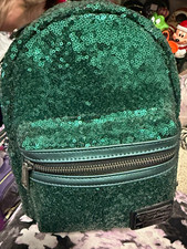 Loungefly Marvel Green Sequin Mini Backpack and attached coin purse picture