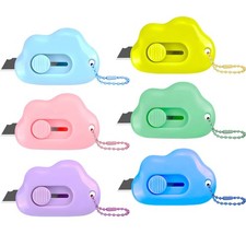 Muclip 6-Pack Cloud-Shaped Retractable Box Cutters with Key Rings picture