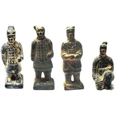 Set of 4 - Wang's Vintage Terracotta Warrior Soldier Mini Figurines (up to 3.5