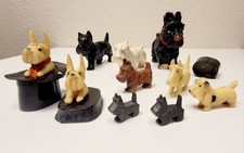 VINTAGE Scottie Dog LOT 10 Piece -  Scottish Terrier - Celluloid Wood Syroco picture