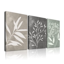 TWNSLLA Vintage Botanical Wall Art Set of 3 Prints Sage Green Grey Beige 12x16 picture