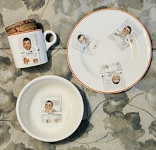 EUC Vintage 1930s Dionne Quintuplets Ceramic Baby Plate, Bowl, and Mug/Cup Set picture