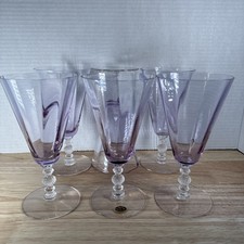 6 Rare Cambridge Champagne/Sherbet Heatherbloom/Lavender Set 6.5” inch Tall picture