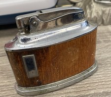 Vintage Ronson Table Lighter “Senator” Wood Veneer Chrome Plated  picture