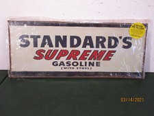 Vintage Replica Metal Standards Supreme Gasoline with Ethyl Sign picture
