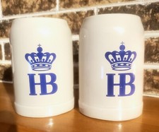 Vintage Hofbrahaus Bierkrug (HB) Beer Steins .5L with Handles, Set of 2 picture