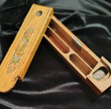 Antique Wooden Pivoting Double-Tiered Pencil Box/Ink Well Holder.  Folk Art picture