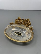 Vintage Stylebuilt Accessories Rose Floral And Glass Soap Dish picture