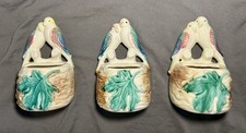 1 Morton Vintage Wall Pocket Bird Lovebird Parakeet on Nest Maple Leaf picture