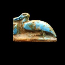 Unique Old Antique Blue Faience Duck/Goose Bird Amulet Statue, Ancient Egyptian picture