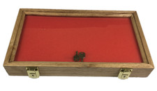Oak Wood Display Case  16 X 9 x 2” for Arrowheads Knives Coins & More picture