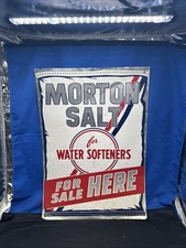 Original Single Sided Aluminum Morton Salt Sold Here Bag Sign  picture