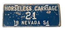 RARE 1954 NEVADA HORSELESS CARRIAGE License Plate ALL ORIGINAL picture