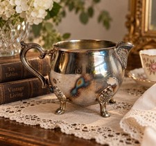 Vintage Leonard Silverplate Footed Creamer Ornate Floral Tea Service Pitcher picture