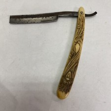 VINTAGE WILH. WERER HAMBURG STRAIGHT RAZOR ART NOUVEAU LADY FACE CELLULOID FLOWY picture