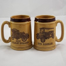 VTG 1902 Stanley Steamer & 1905 Rambler Coffee Mugs Mann Imports Made In Japan picture