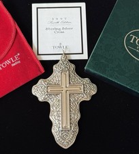 1997 TOWLE 4th Edition Sterling Silver Christmas Cross Ornament Pendant w/Box picture