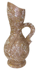 MCM Ceramic Ewer Pitcher Vase Pink-Beige w/ White & Gold Speckle Molten Glaze picture