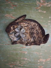 Antique Bradley & Hubbard 1835 Cast Iron Rabbit Dish~Tray with 4 Leaf Clover USA picture