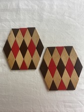 Vintage Wood Trivet Or Hot pad, Made In Western Germany Threaded Together picture