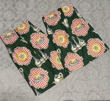 Restaurant Kitchen Mid Century Barkcloth Vintage Fabric Made Into Curtains (set) picture