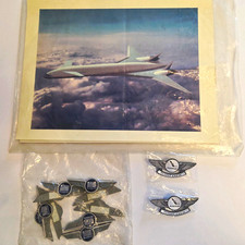 Vtg American Airlines Flight Pilot Wings Pin Lot & Boeing Sonic Cruiser Print picture