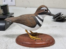 Hand Carved and Painted Wooden Sculpture Killdeer Shore Bird by B. Burton picture