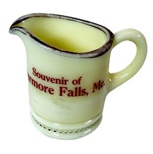 Livermore Falls MAINE ME Uranium Antique Custard Glass Souvenir Trinket Creamer picture