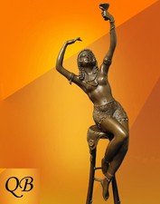 ART DECO BRONZE FIGURINE SCULPTURE STATUE HOT CAST  JULIETTE LADY FIGURE SIGNED picture