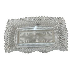 Clear Pressed Glass Serving Tray Scalloped Edge picture