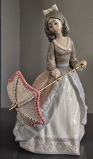 Lladro #5210 Jolie Young Woman Opening Parasol Vintage Porcelain Original Box picture