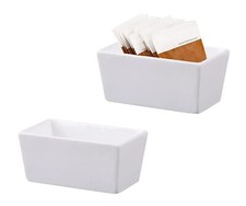 123Arts 2pcs White Ceramic Sugar Packet Holders Tea Bag Bowls picture