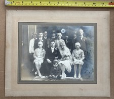Large 1920s Wedding Portrait Photograph Antique Family Bride Groom Studio Photo picture