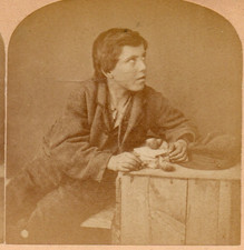 1875 The Beggar Boy's Thanksgiving.  F.G. Weller  Stereoview Photo picture