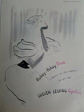 1948 Lucien Lelong cosmetic lipstick Hokey Pokey pink lip confection art ad picture