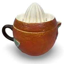Vintage Erphila Art Pottery Czechoslovakia Orange Citrus Juicer Reamer Pitcher picture
