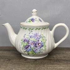 RARE VTG Arthur Wood Staffordshire England Floral Teapot 6721 Gold Trim Fluted picture