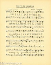 ILLINOIS WESLEYAN UNIVERSITY Original Antique Song Sheet c 1903 
