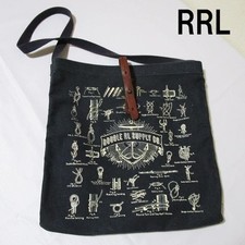 RRL Double R Tote Bag Indigo Dyed Canvas Leather Strap Inner Pocket Near MINT picture