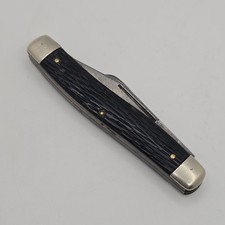 Vintage Schrade Walden NY Pocketknife Late 1940s Three Blade Knife Black USA picture