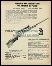 1973 STEYR-MANNLICHER Model SL, L Heavy Barrel Rifle AD w/originial prices/specs picture