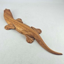 Vintage hand carved wood wooden gecko lizard Folk Art figurine picture